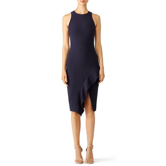 Cinq A Sept Midi Dress 8 Medium Beige Sand Sleeveless Piper Ruffle Asymmetrical - Picture 3 of 13